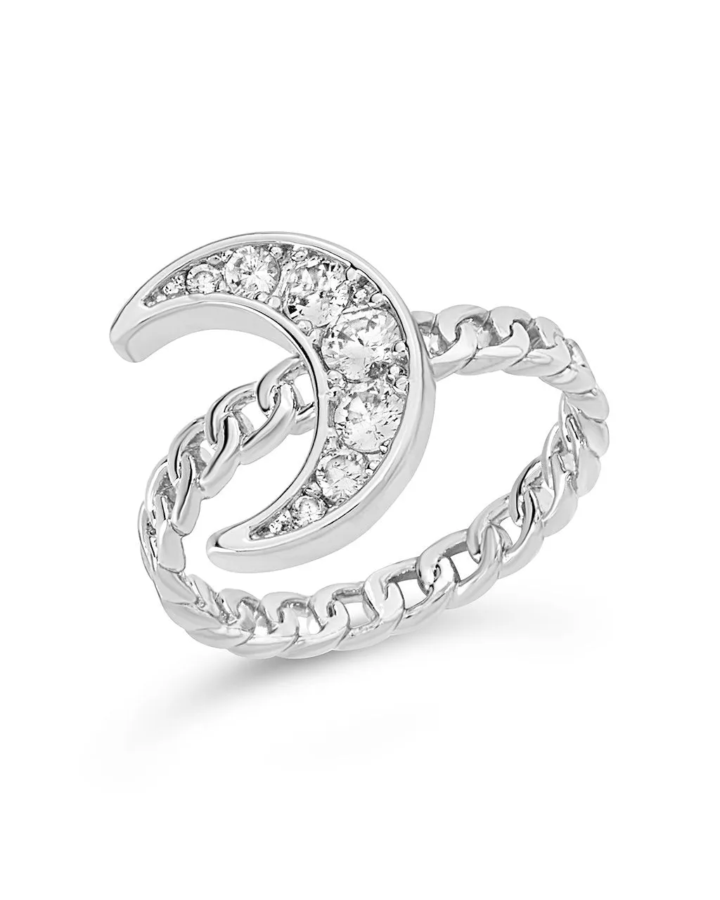 CZ Moon Chain Linked Ring