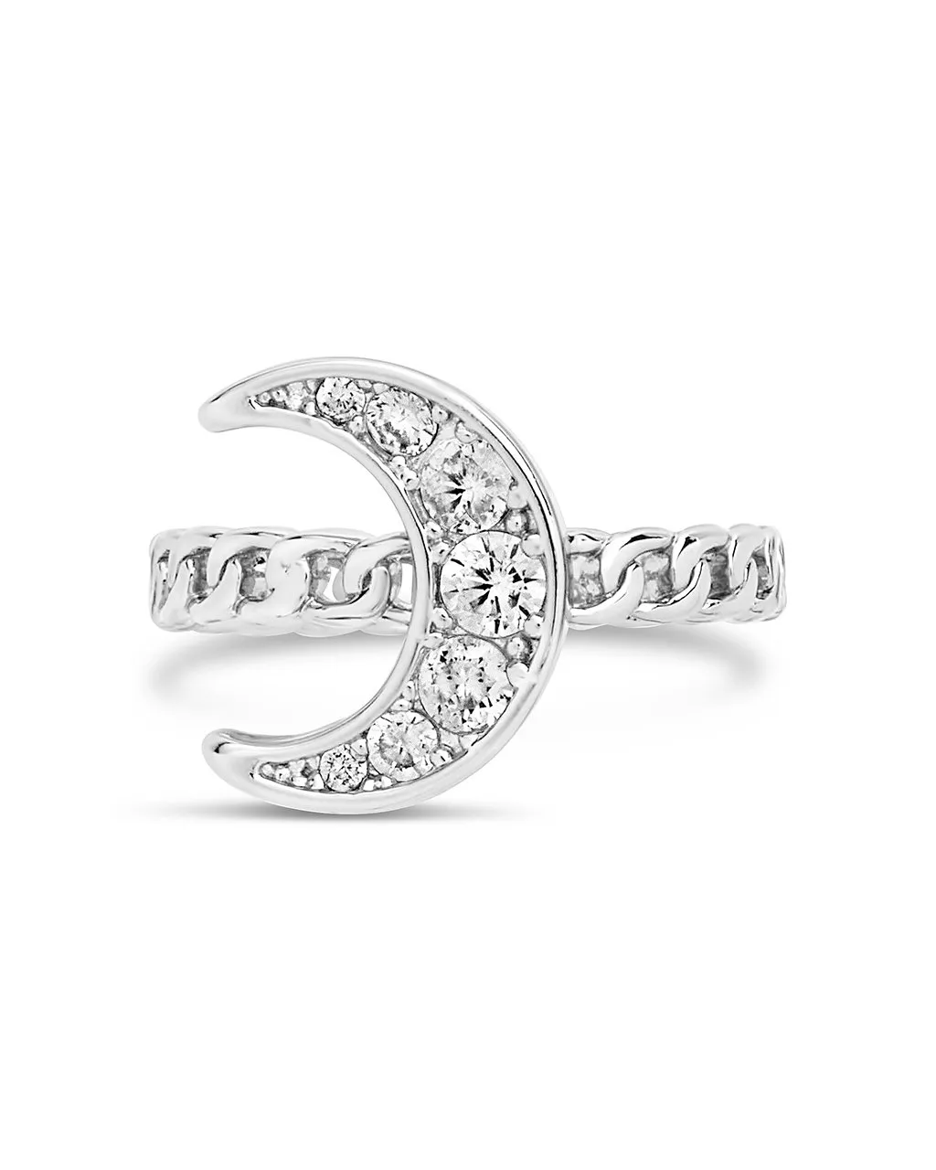 CZ Moon Chain Linked Ring