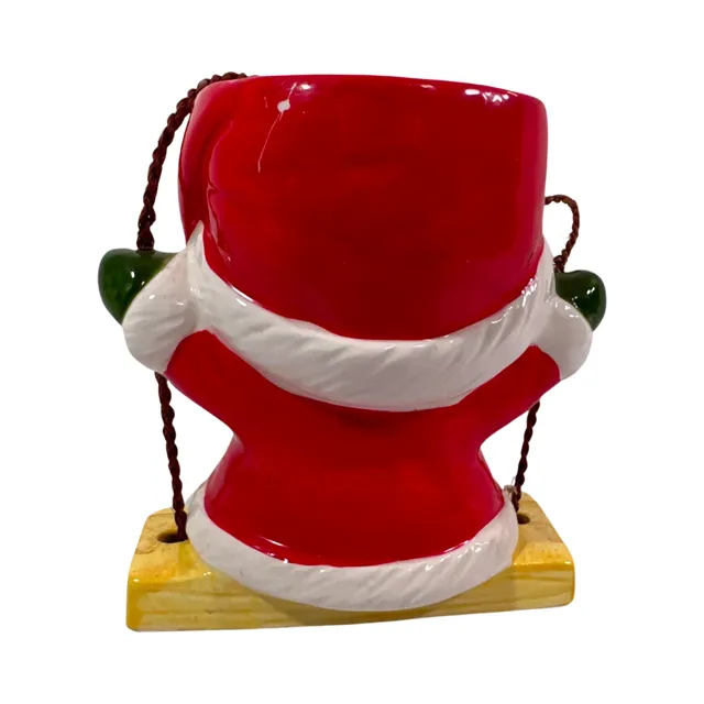 Enesco Vintage Swinging Santa Ceramic Planter