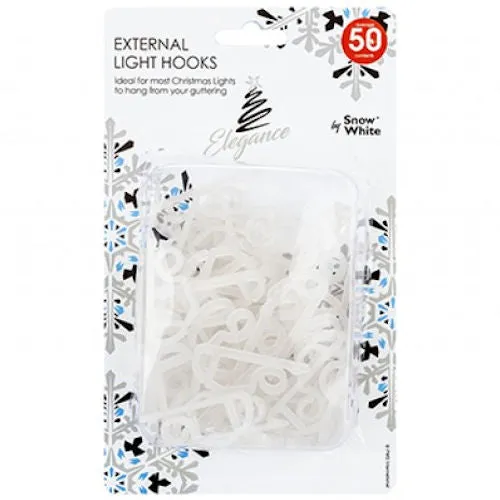 External Light Hooks - 50 Piece Outdoor Christmas Decoration Clips