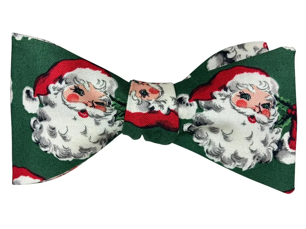 Festive Green Vintage Santa Bow Tie