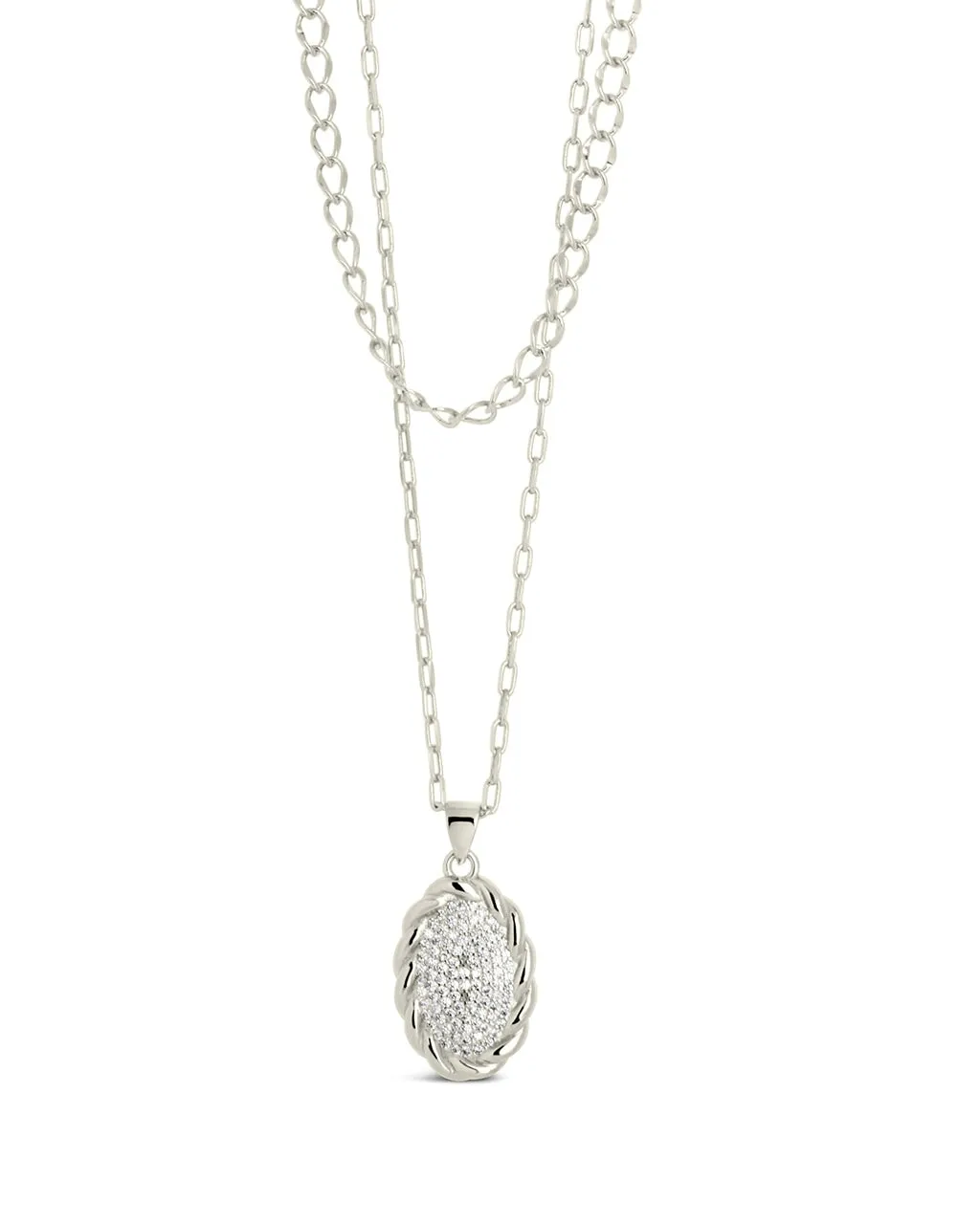 Galette CZ Pendant Layered Necklace