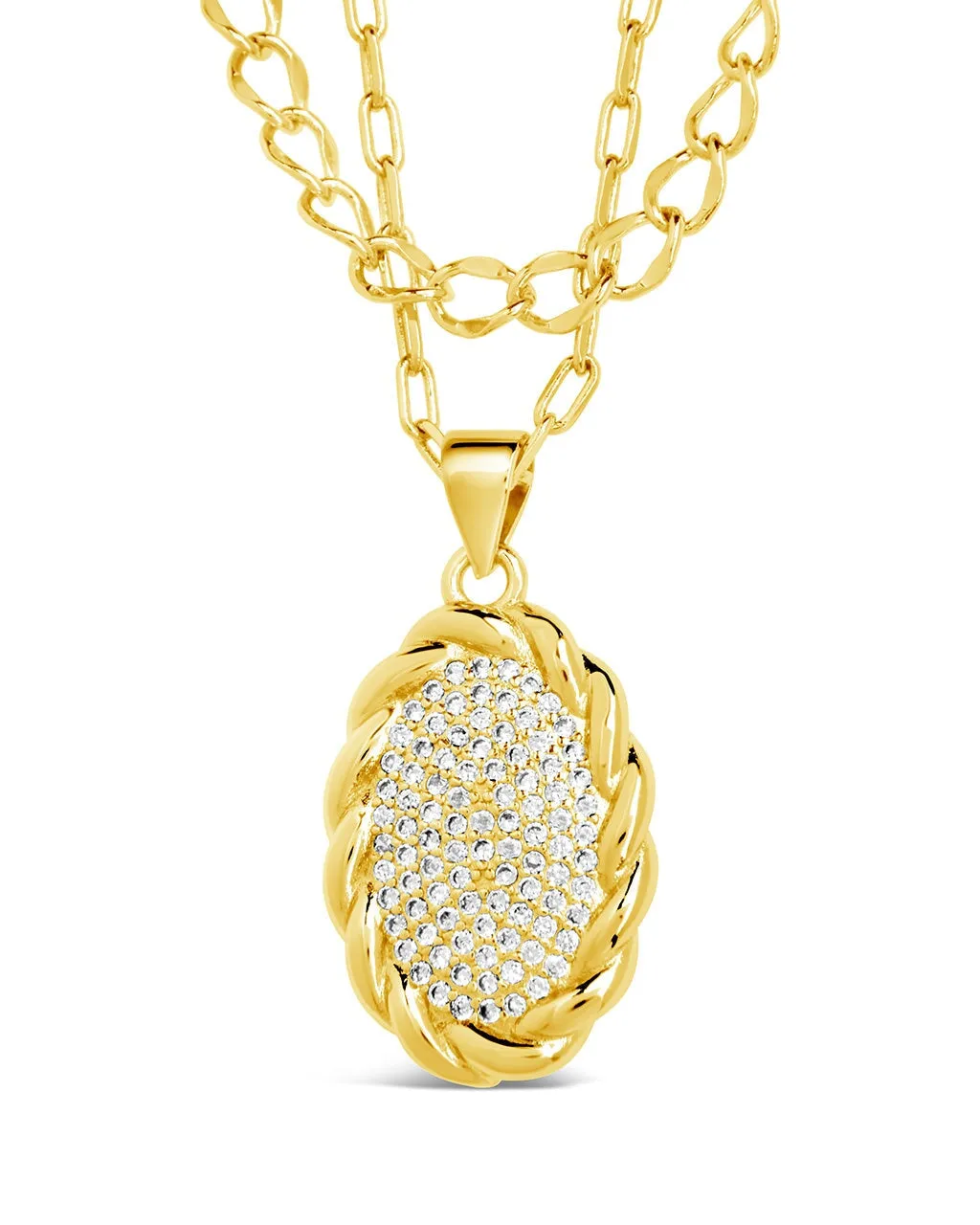 Galette CZ Pendant Layered Necklace