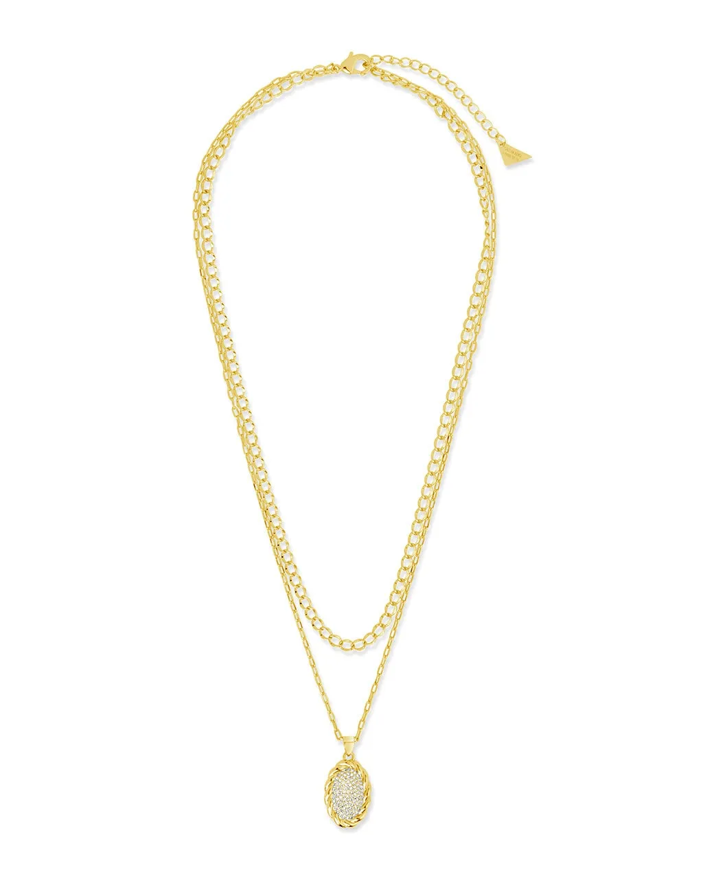 Galette CZ Pendant Layered Necklace