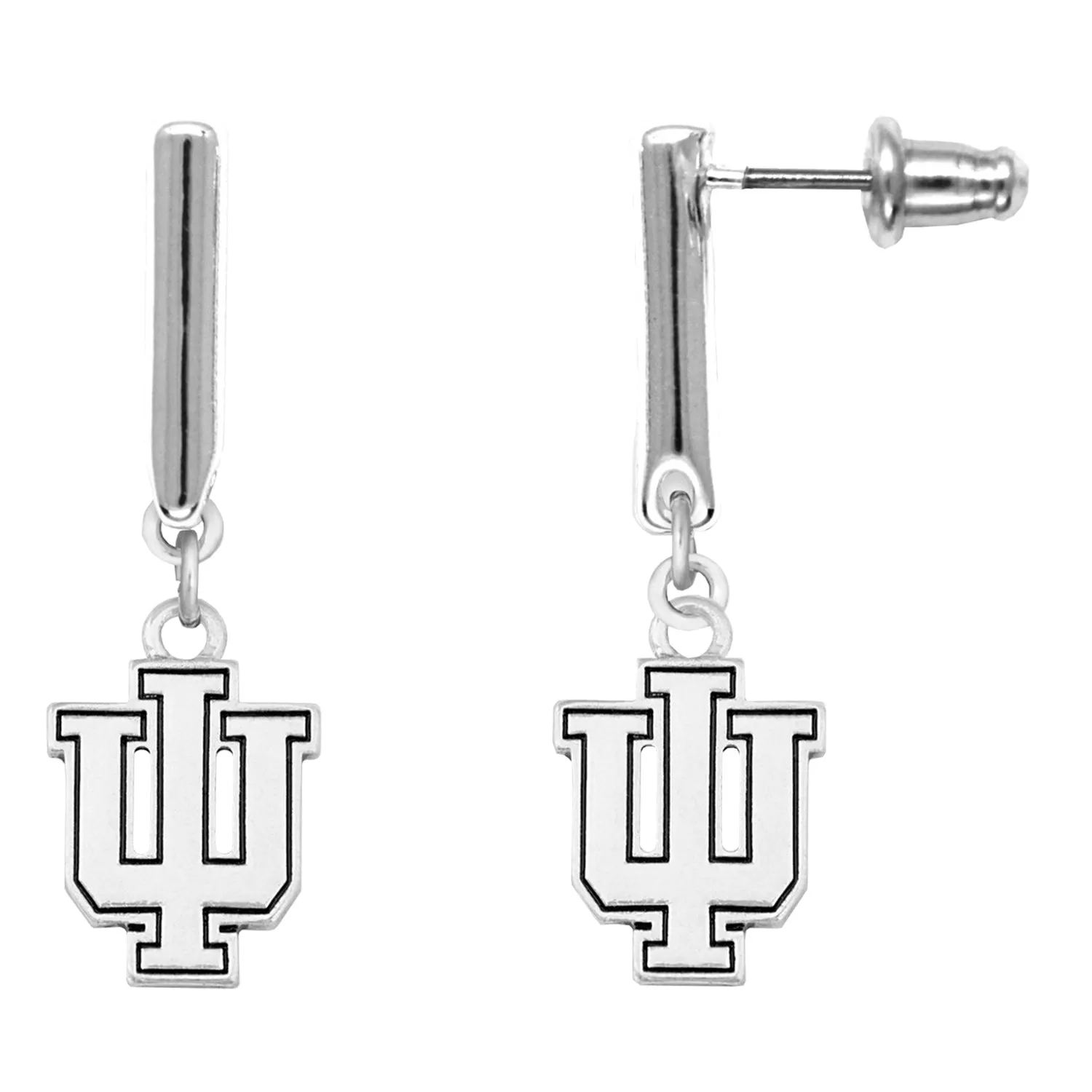 Indiana Hoosiers Trident Dangle Silver Earring