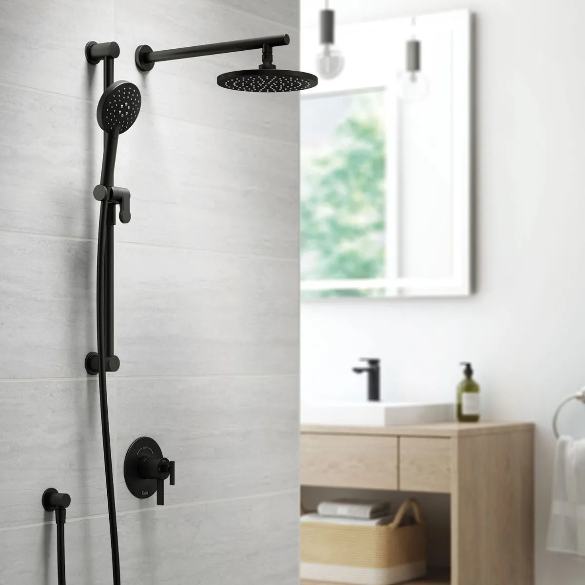 KALIA - ROUNDONE TCD1 MATT BLACK- WALL ARM (2 WAY SHOWER SYSTEMS )