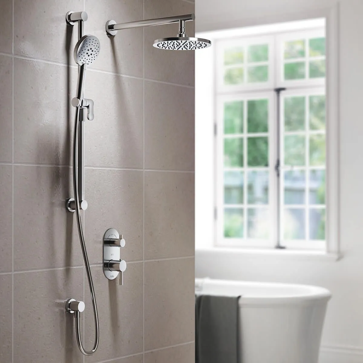 KALIA - ROUNDONE TD2 CHROME- WALL ARM (2 WAY SHOWER SYSTEMS )