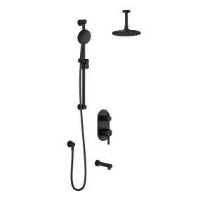 KALIA - ROUNDONE TD3 MATT BLACK- VERTICAL CEILING ARM (3 WAY SHOWER SYSTEMS )