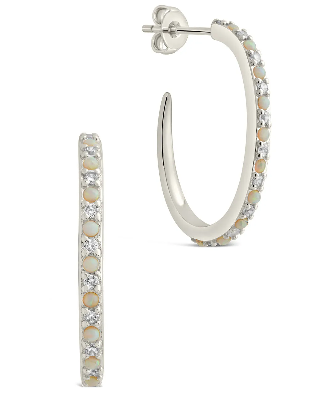 Lorna CZ & Opal Studded Hoop Earrings