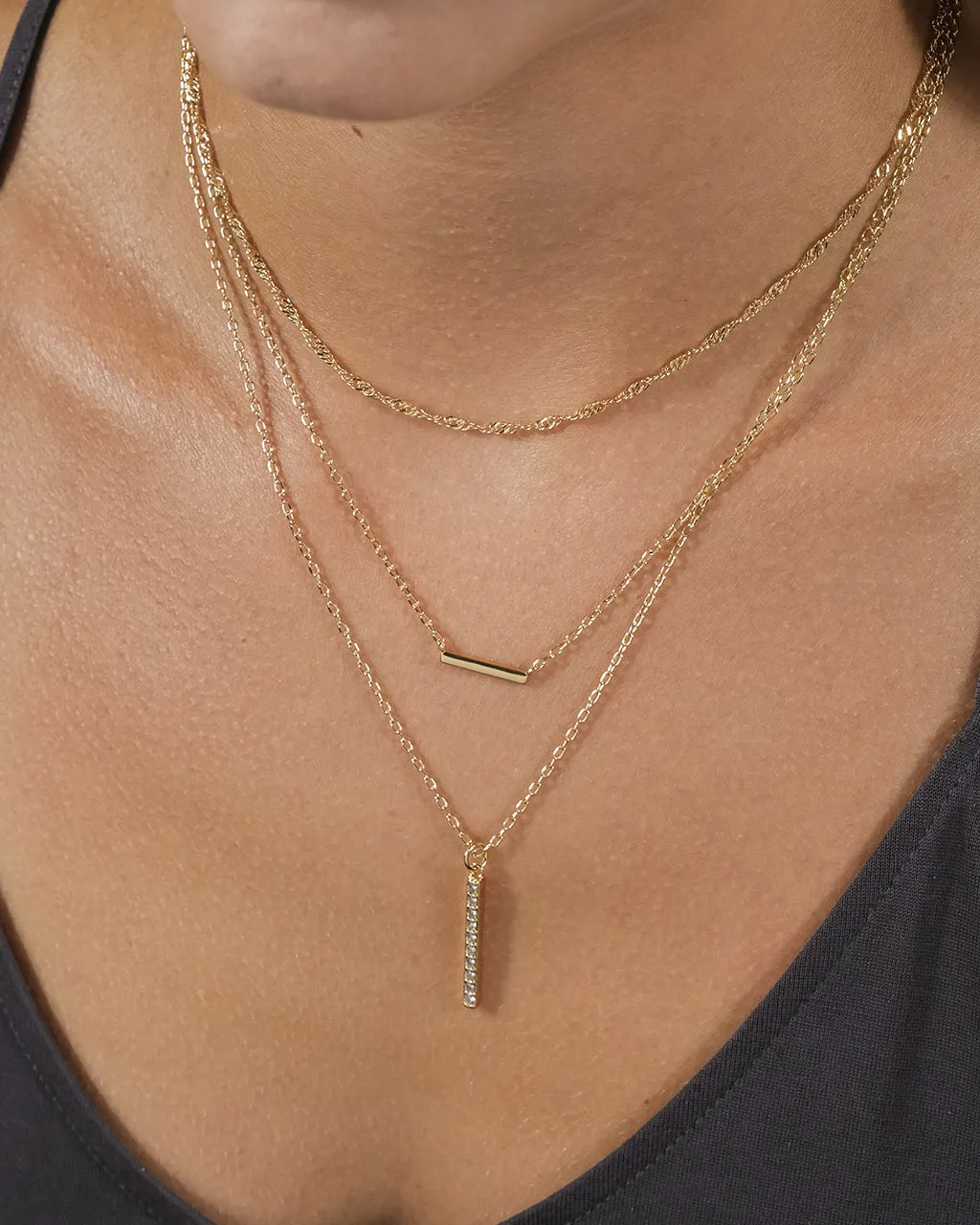 Lottie CZ Pendants & Chain Layered Necklace