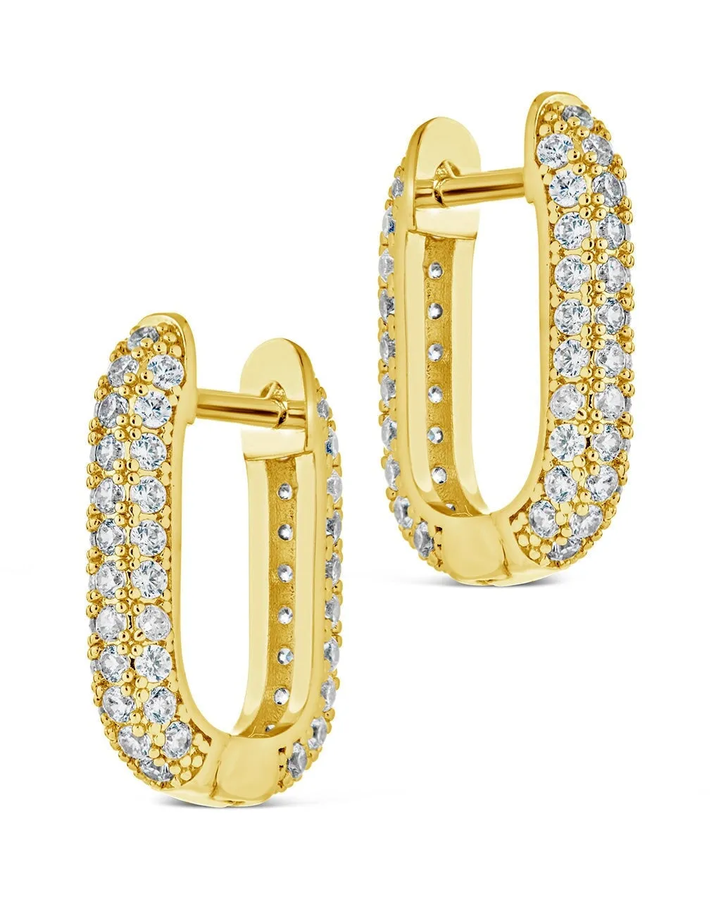 Men's CZ Rectangle Hoop Earrings