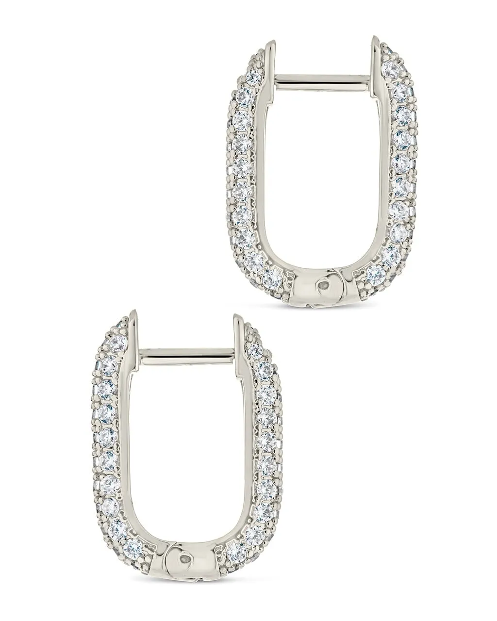 Men's CZ Rectangle Hoop Earrings