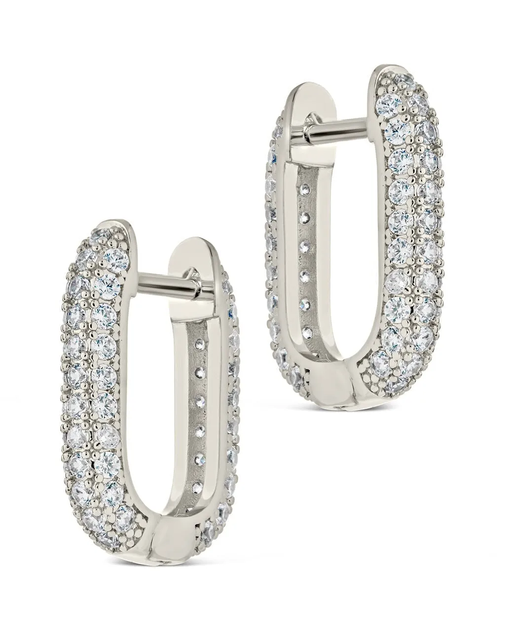 Men's CZ Rectangle Hoop Earrings