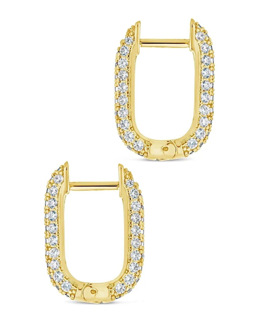 Men's CZ Rectangle Hoop Earrings