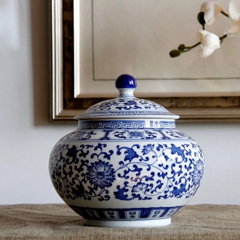 Ming Blue and White Chinese Ceramic Container