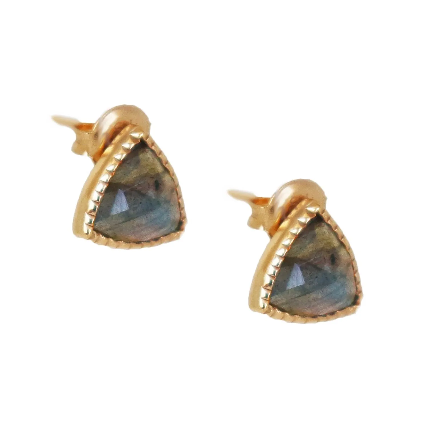 MINI FREEDOM STUD EARRINGS - LABRADORITE  & GOLD