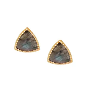 MINI FREEDOM STUD EARRINGS - LABRADORITE  & GOLD