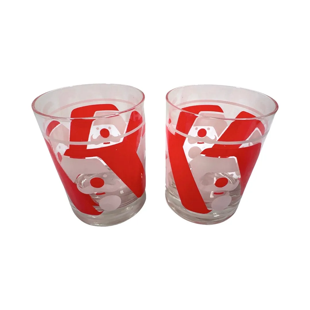 M.W. Periscope Mid-Century Mod Santa Double Old Fashion Glasses (Set of 2)