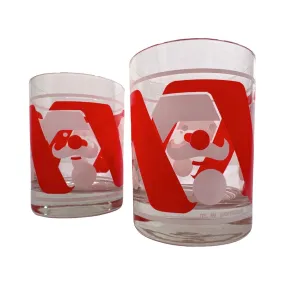 M.W. Periscope Mid-Century Mod Santa Double Old Fashion Glasses (Set of 2)