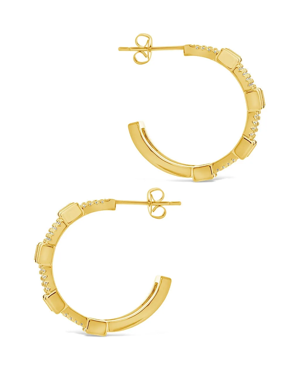 Neah CZ Station Hoop Earrings