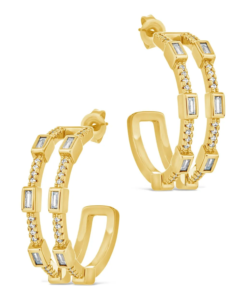 Neah CZ Station Hoop Earrings