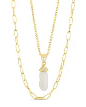 Nerissa Pearl & Chain Layered Necklace