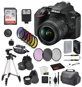 Nikon D3500 DSLR Camera with AF-P 18-55mm VR Lens Bundle SanDisk 32GB SD Card   9PC Filter   MORE - International