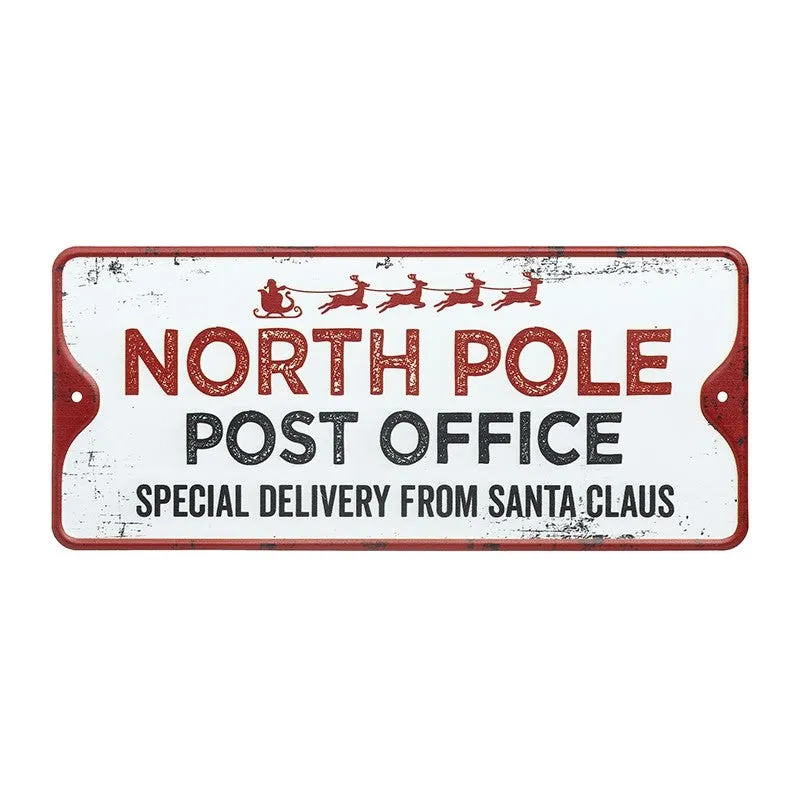 North Pole Post Office Metal Christmas Sign