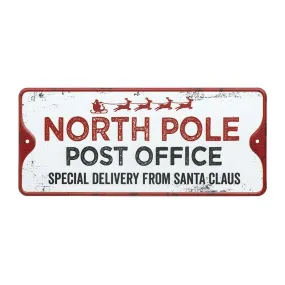 North Pole Post Office Metal Christmas Sign