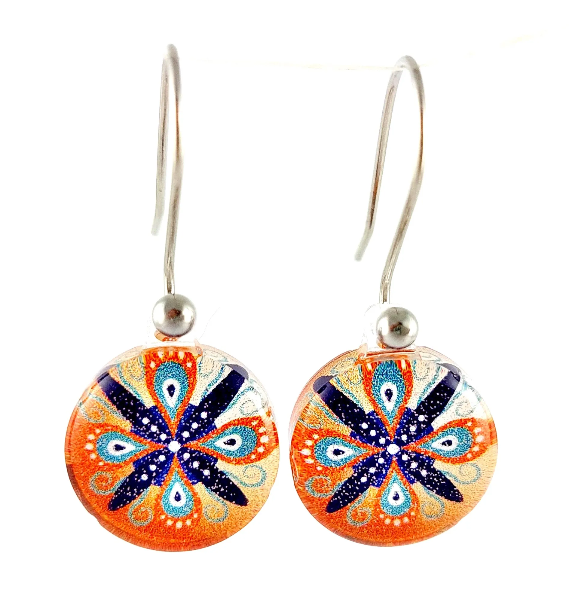 Orange Round Ornament Pendant & Earring Set