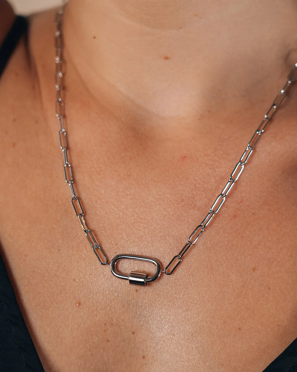 Polished Carabiner Station Necklace