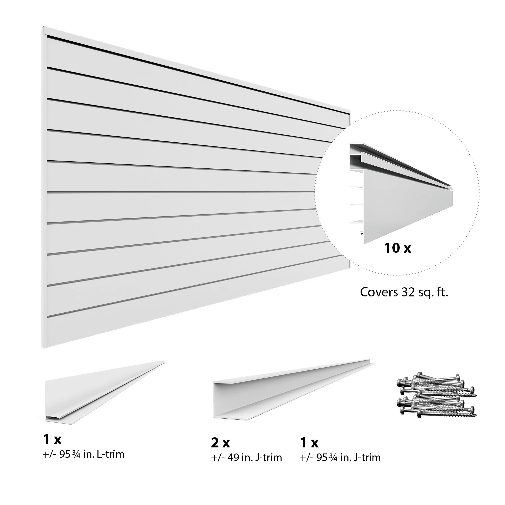 Proslat 8 ft. x 4 ft. PVC Slatwall - 3 pack 96 sq ft