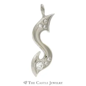 "S" Initial Diamond Pendant .33cttw In 14K White Gold