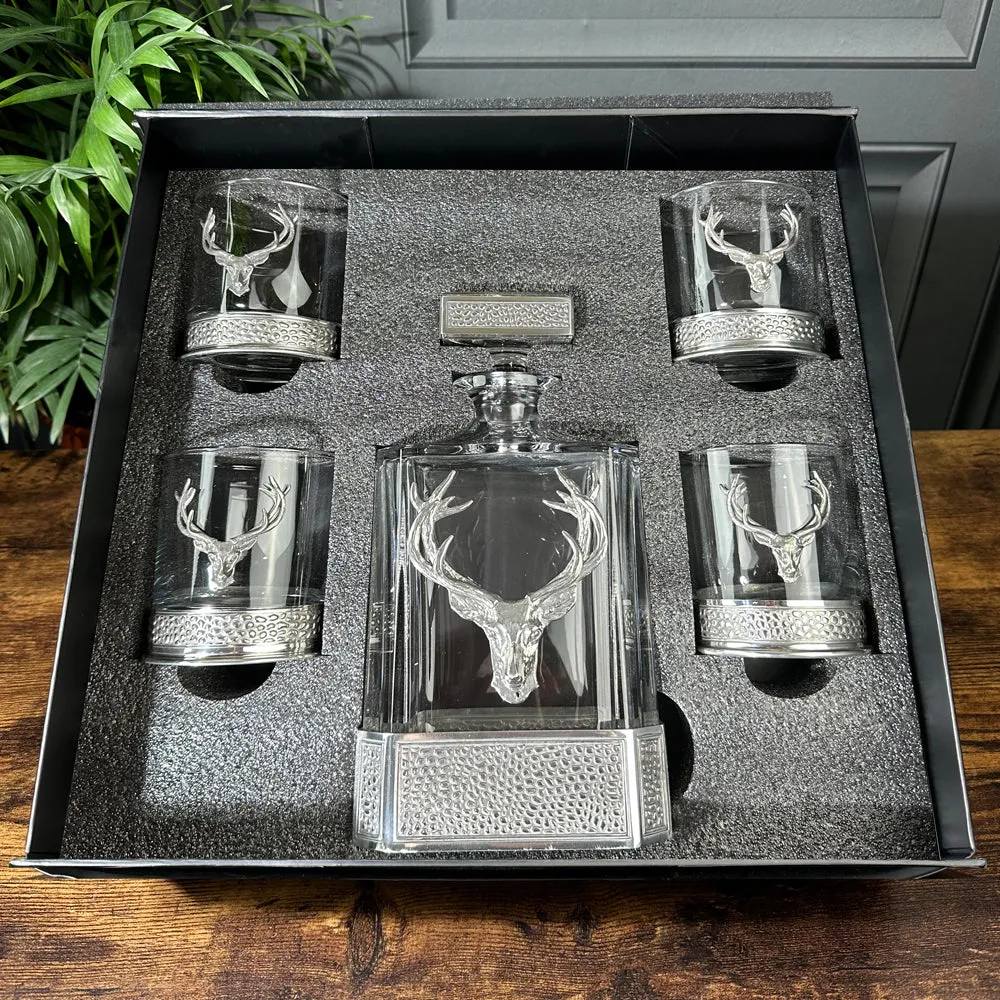 Regal 650ml Whisky, Wine & Spirits Stag Decanter Gift Set Includes 4x 11oz Regal Stag Tumblers