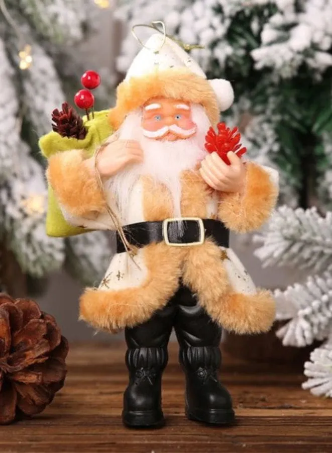 Santa Claus Christmas Decorations, Resin Santa Claus Standing Posture Ornaments Doll Pendant, Beige