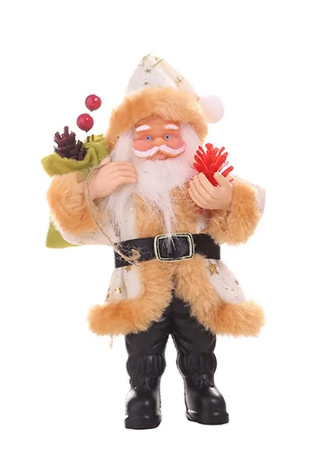 Santa Claus Christmas Decorations, Resin Santa Claus Standing Posture Ornaments Doll Pendant, Beige