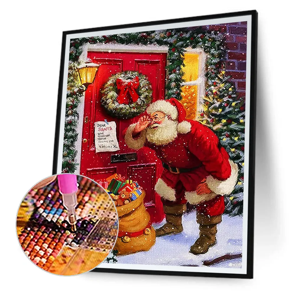 Santa Claus Delivering Gifts-Full Round Diamond Painting 30*40CM