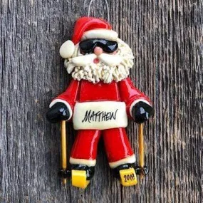 Santa Skier Ornament