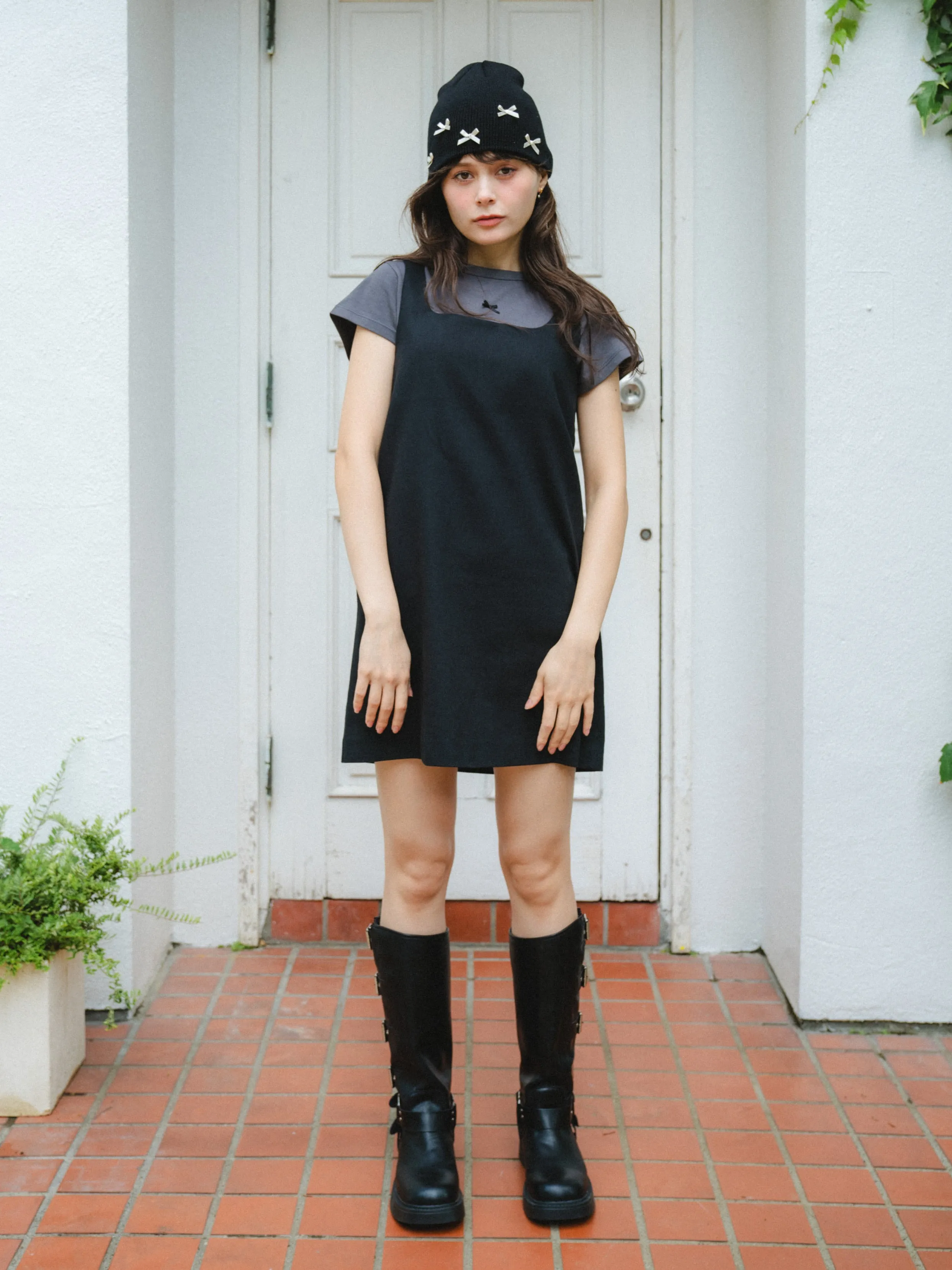 Square Neck Black Mini Dress