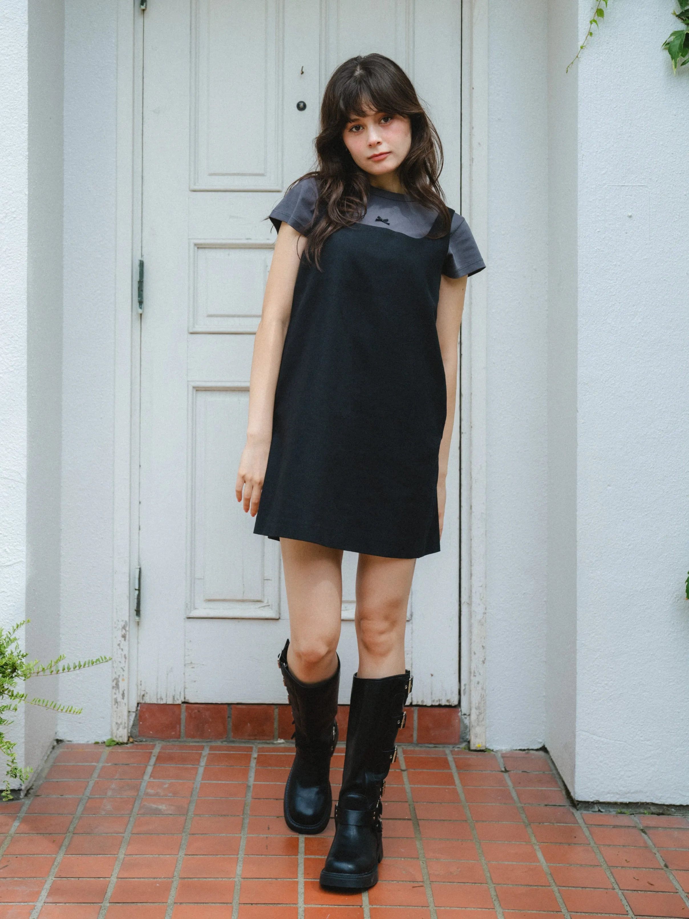 Square Neck Black Mini Dress