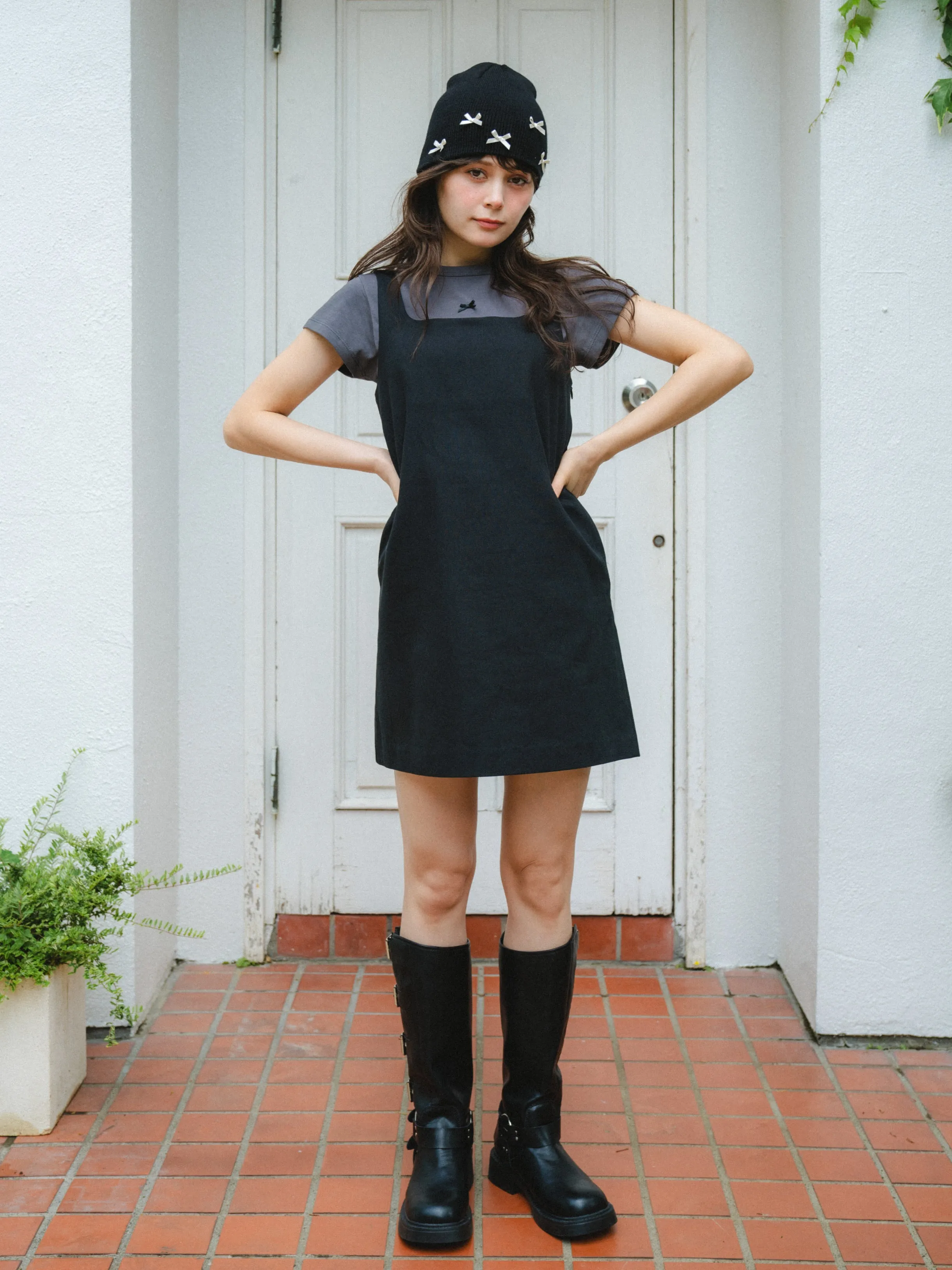 Square Neck Black Mini Dress