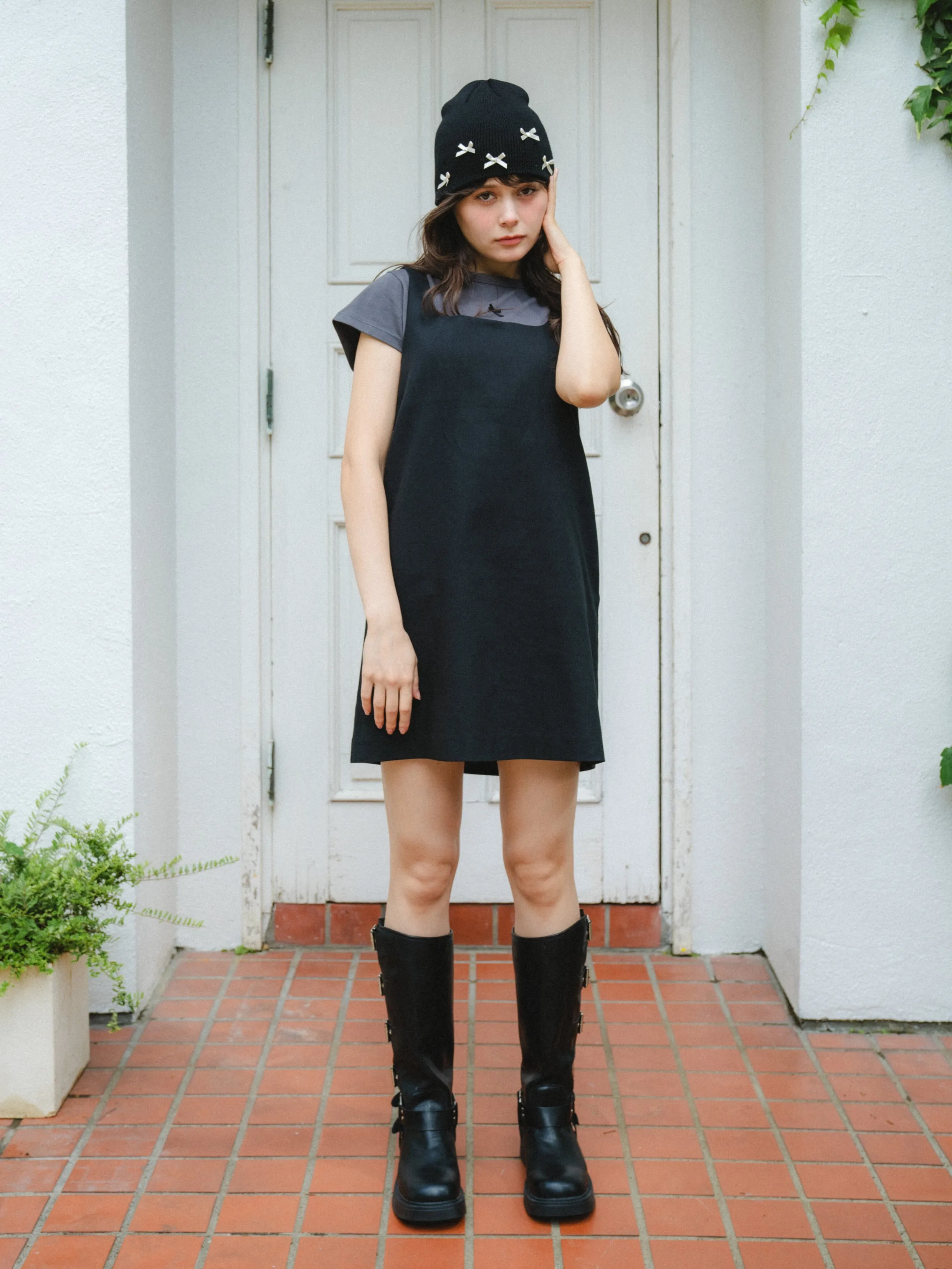 Square Neck Black Mini Dress