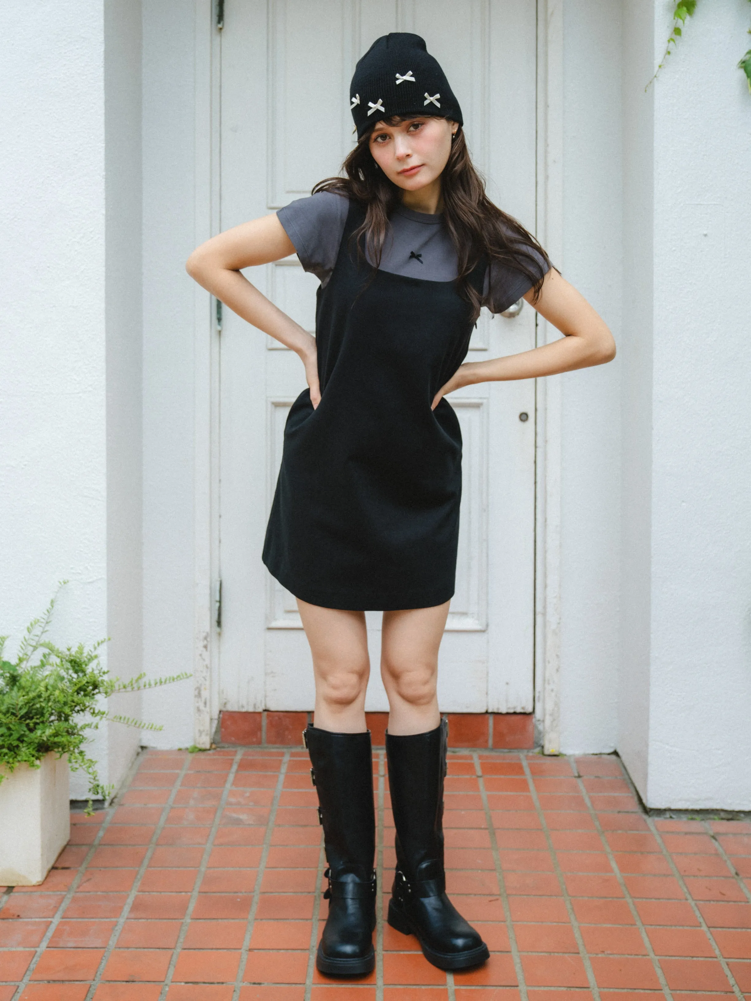 Square Neck Black Mini Dress