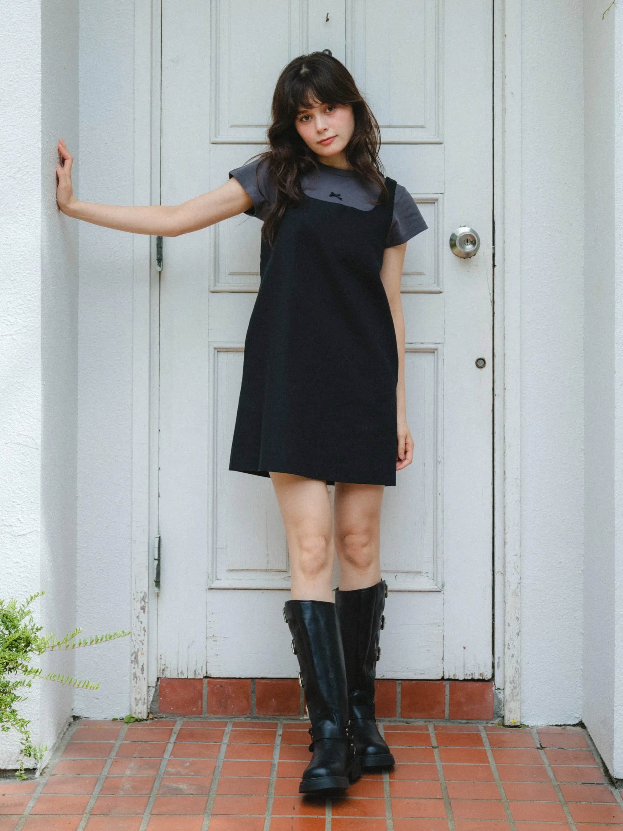 Square Neck Black Mini Dress