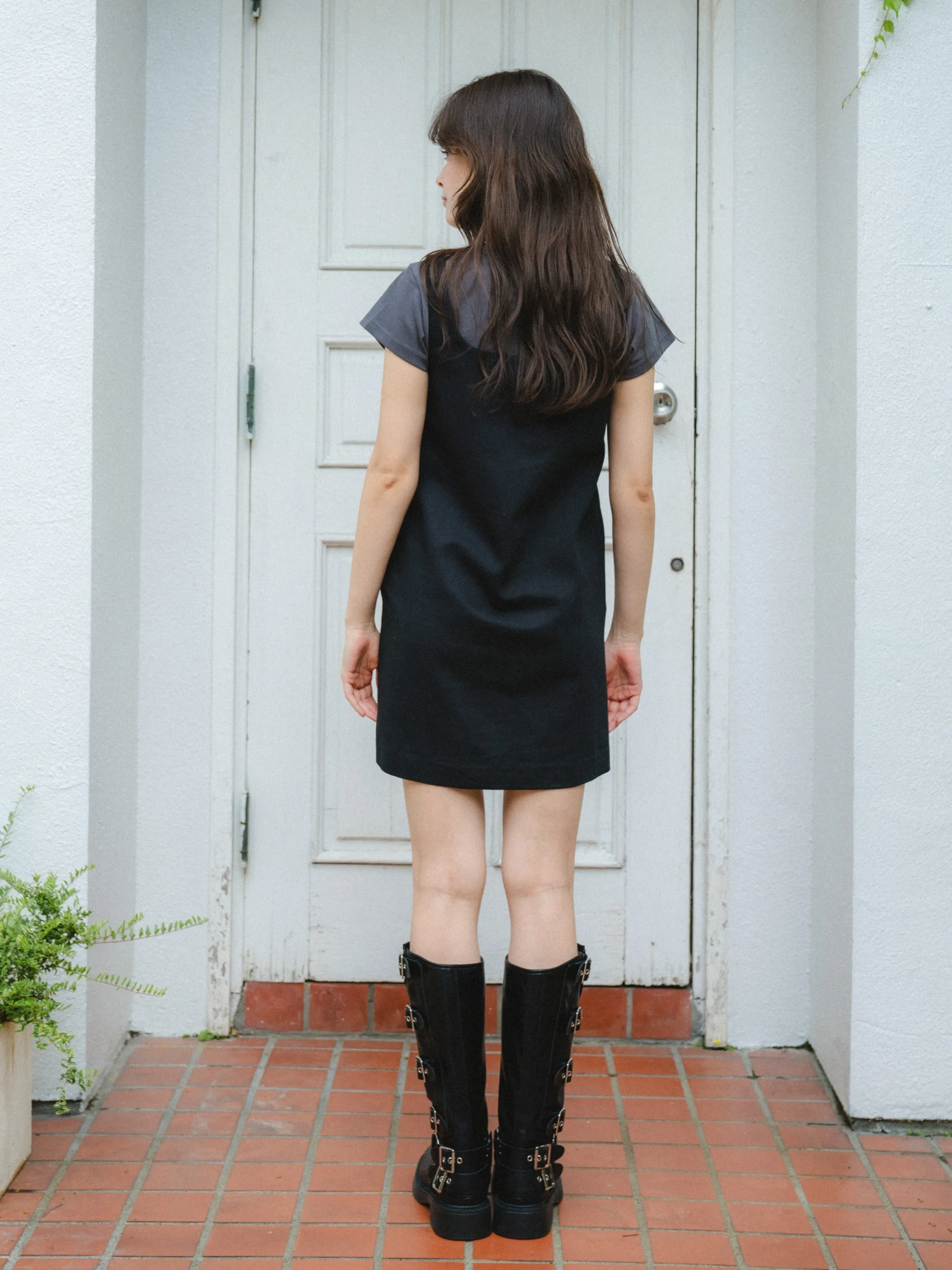 Square Neck Black Mini Dress