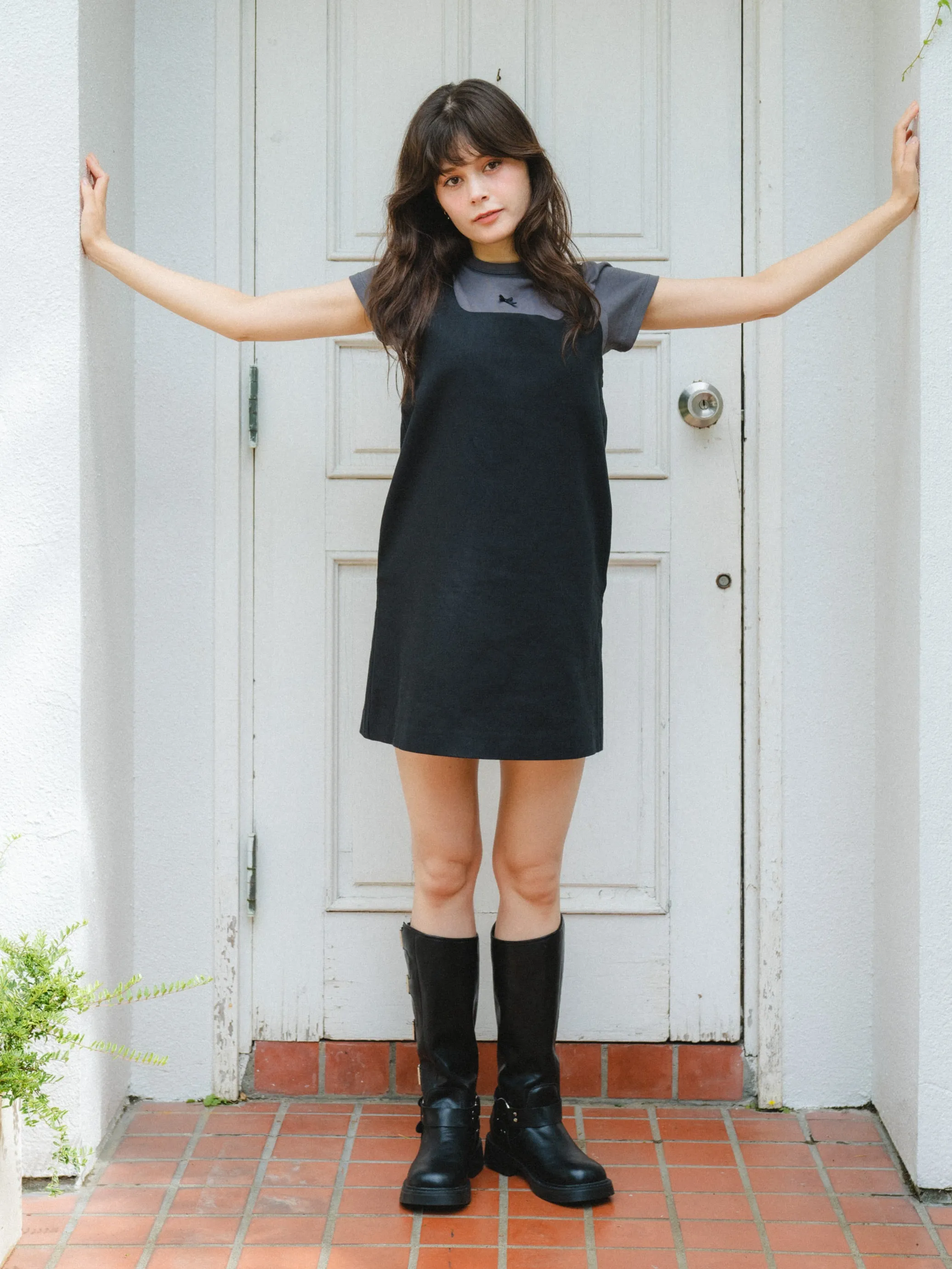 Square Neck Black Mini Dress