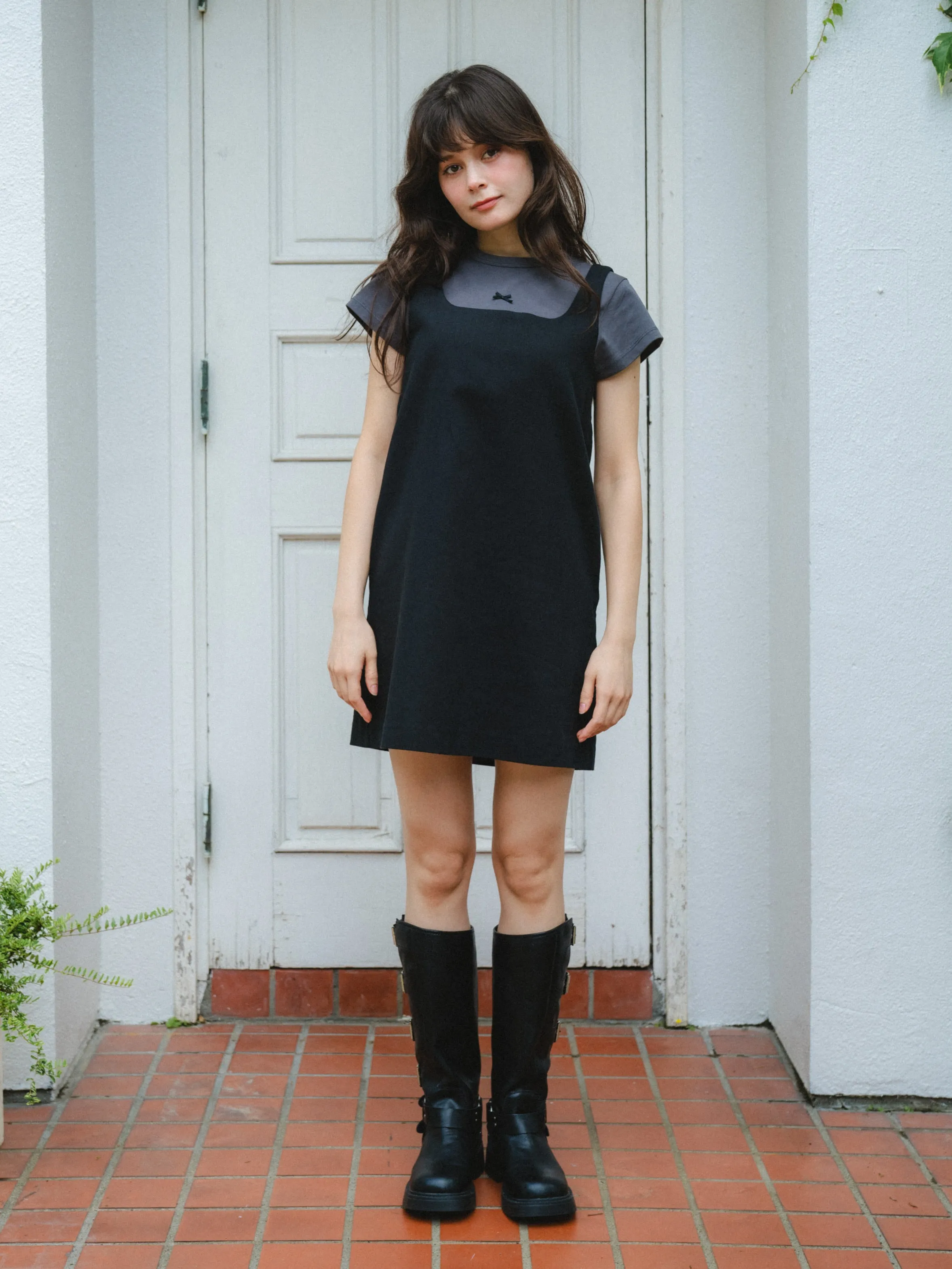 Square Neck Black Mini Dress