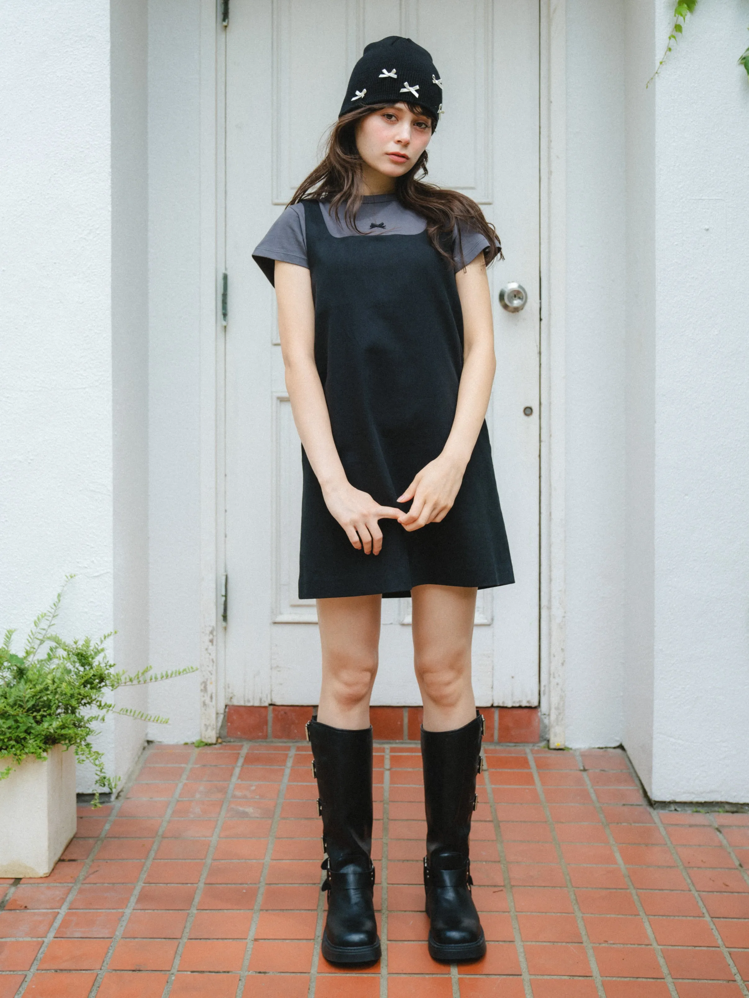 Square Neck Black Mini Dress