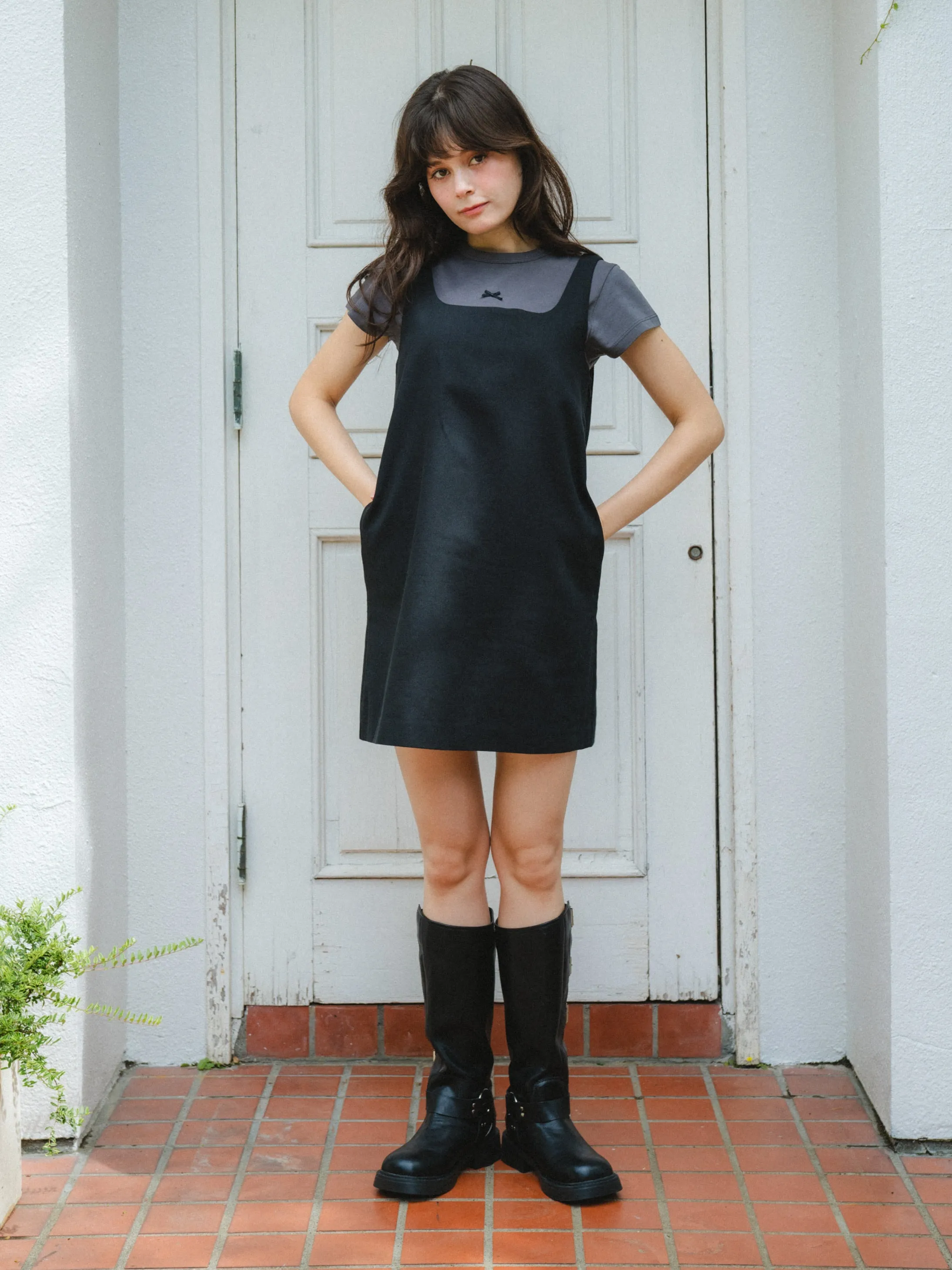 Square Neck Black Mini Dress