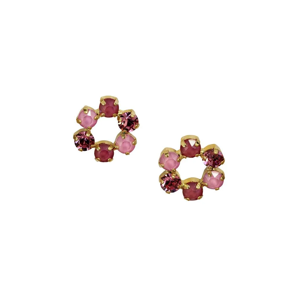 Tilda Gem Flower Hoop in Pink & Gold